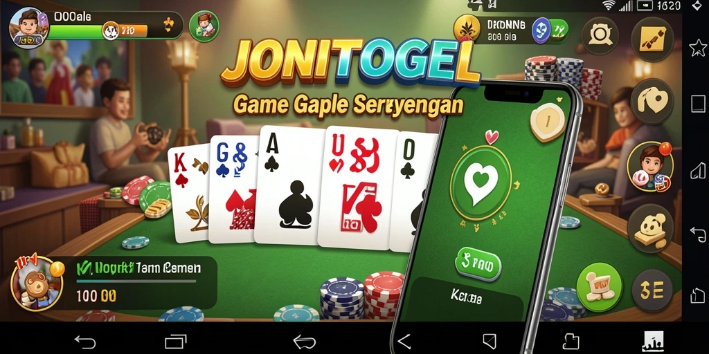 Tampilan menarik dari gameplay seru JONITOGEL di Gaple.