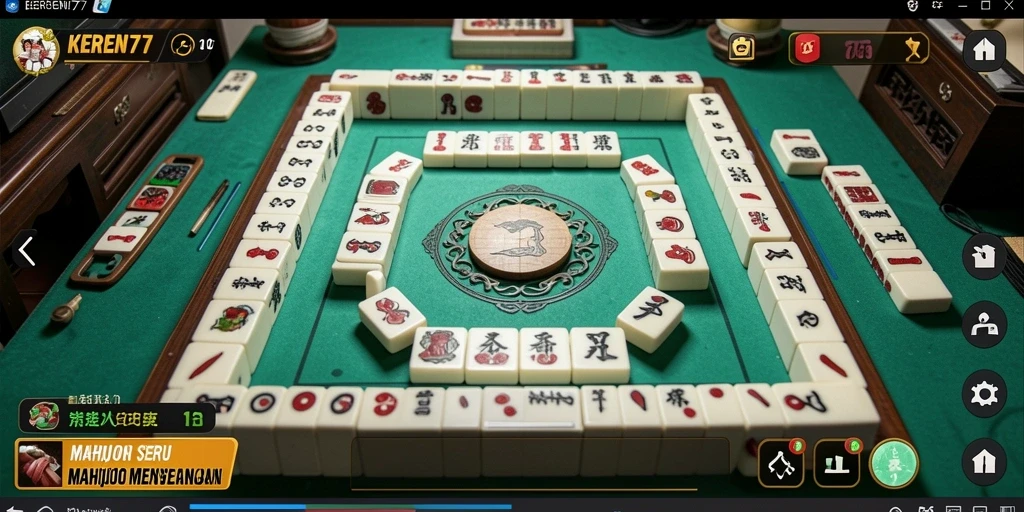 Tampilan gameplay seru KEREN77 dengan ubin Mahjong yang berwarna-warni.