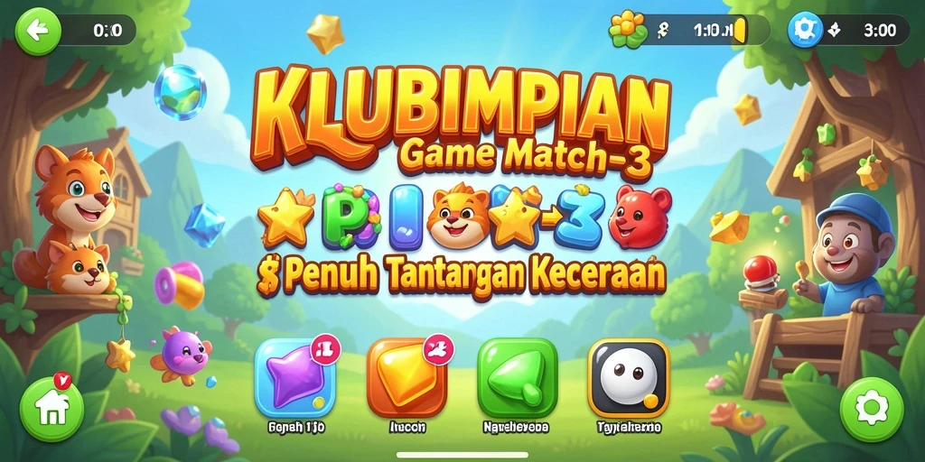 Tampilan gameplay seru KLUBIMPIAN dengan elemen berwarna-warni.