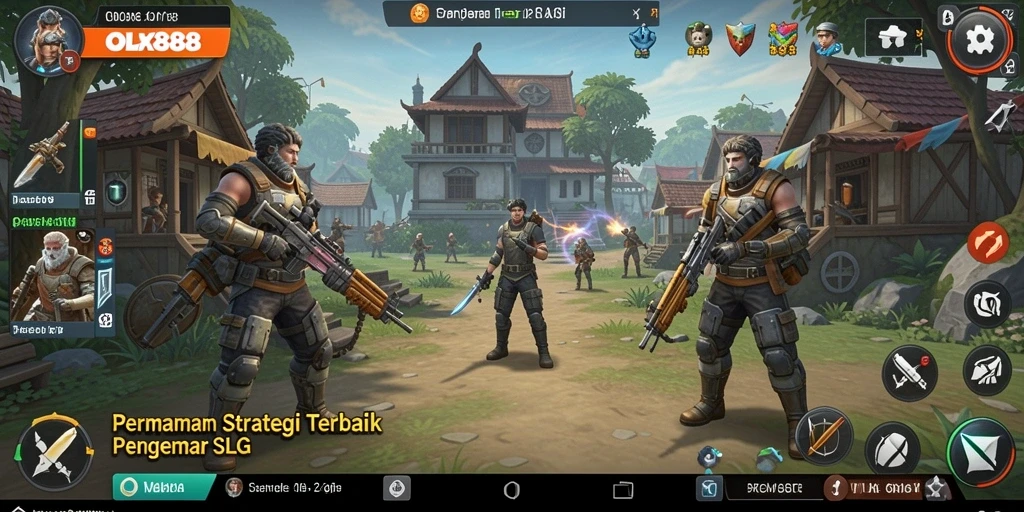 Screenshot menunjukkan tampilan seru gameplay OLX888 dengan elemen SLG yang menarik.