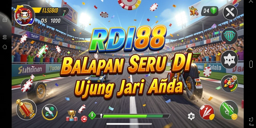Tampilan menarik dari gameplay balapan RDI88 yang mendebarkan.