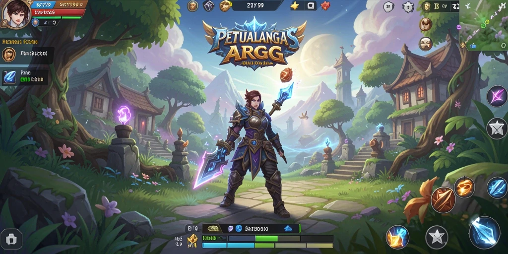 Tangkapan layar menunjukkan pertempuran epik di dunia SKY99 dengan karakter beraksi.